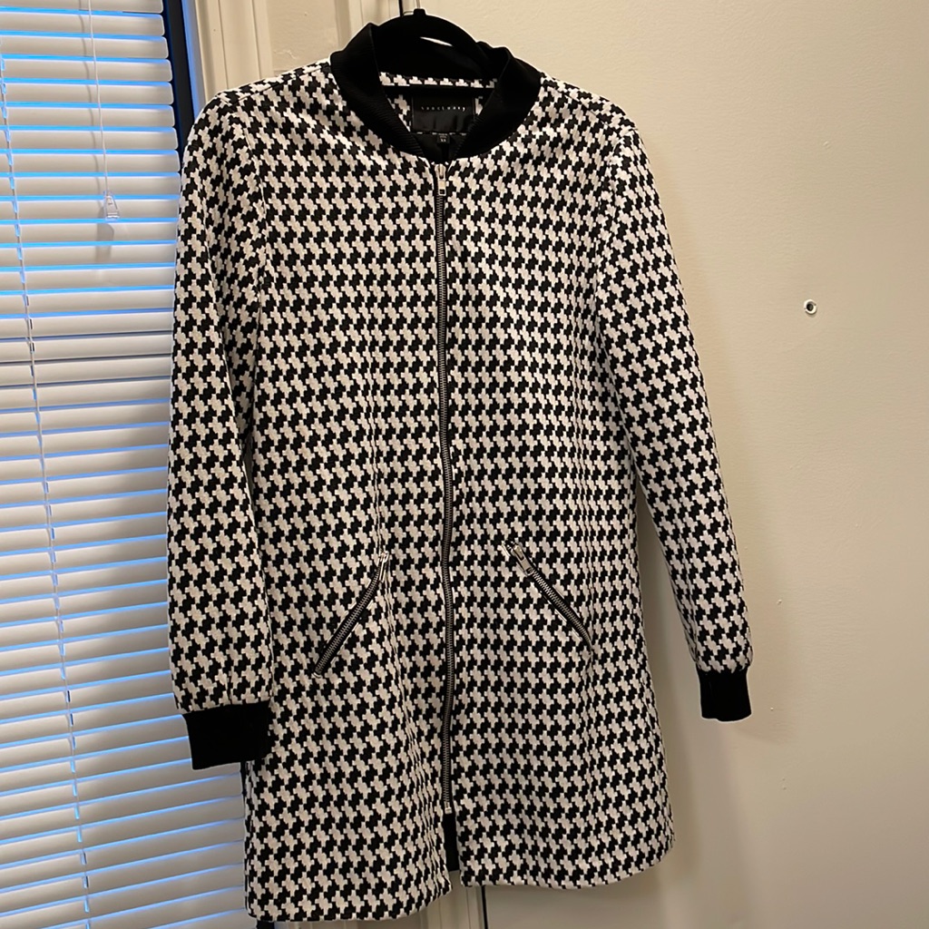 Sanctuary Black And White Houndstooth Coat